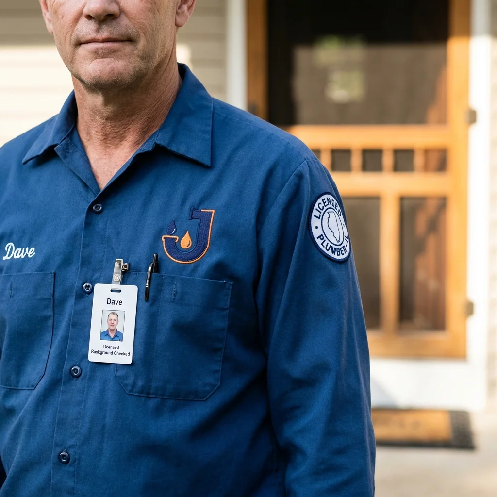 Licensed plumber showing ID badge in Kealakekua, HI