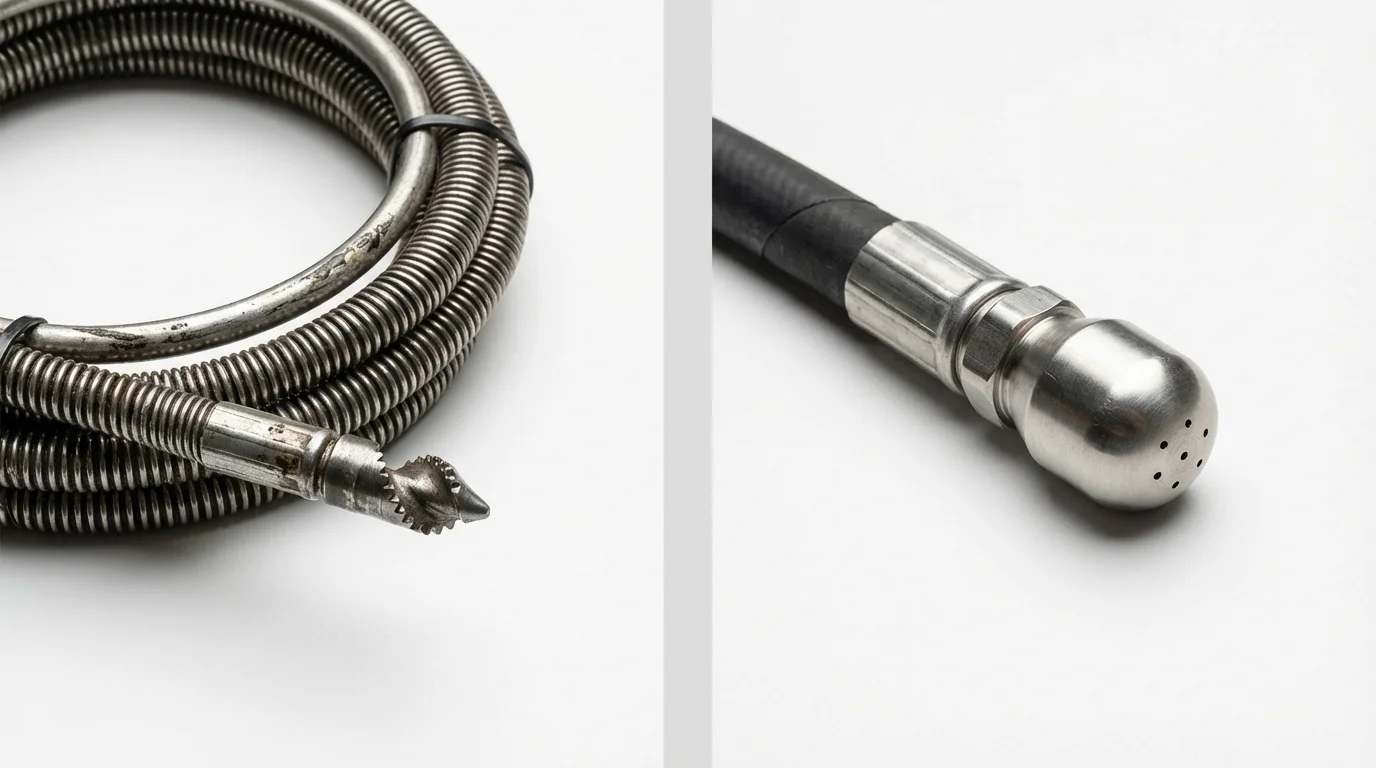 Drain snake cable and hydro jetting nozzle used for drain cleaning in Kealakekua, HI