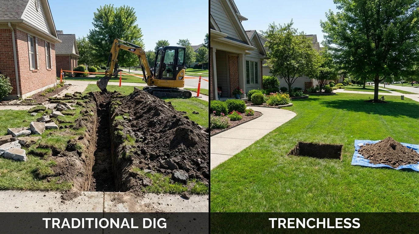 Trenchless sewer repair with minimal yard damage versus traditional excavation in Kealakekua, HI